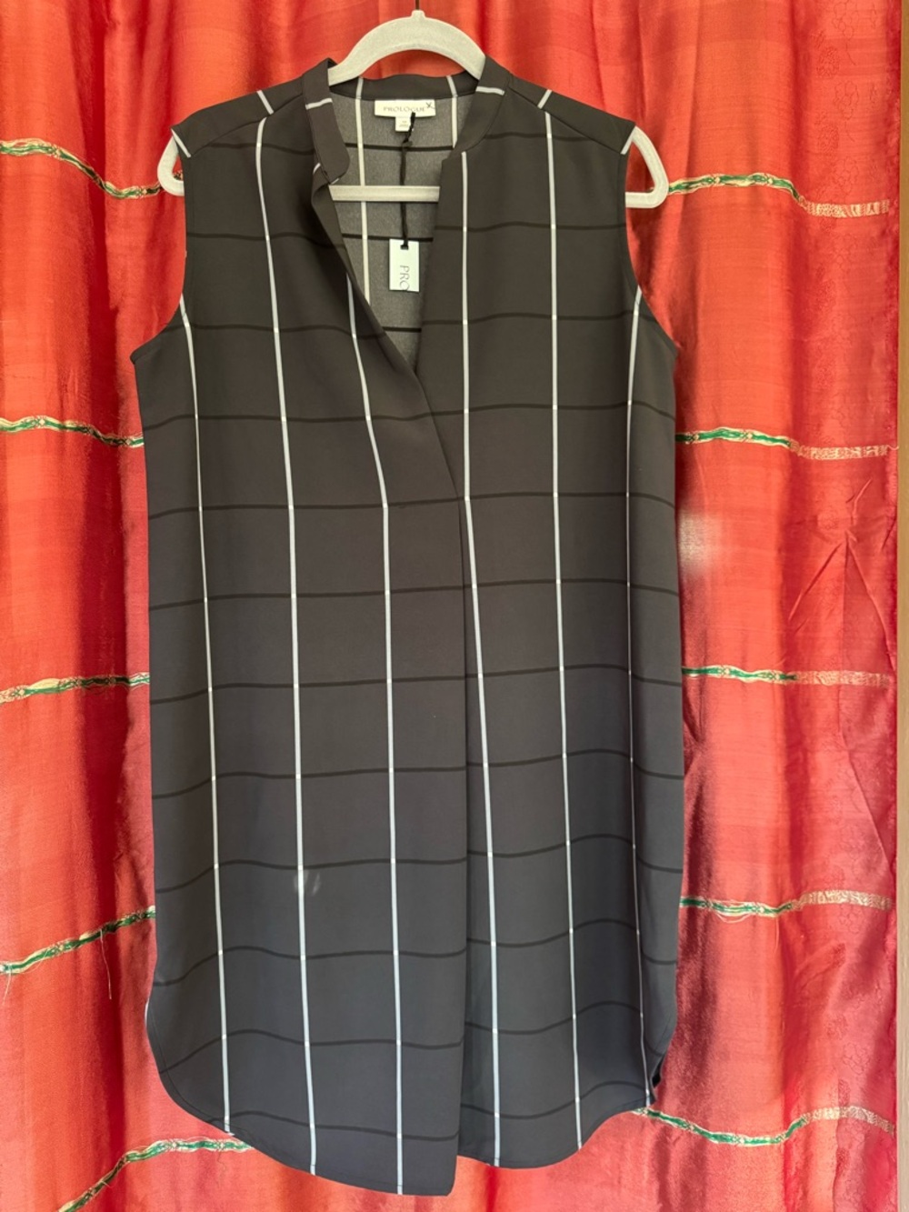NWT Prologue Grid Plaid Striped Sleeveless Dress Size M New